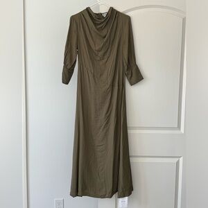 Blank Drape Neck Olive Dress